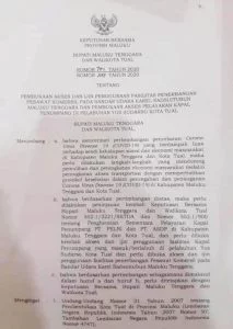 surat bersama Bupati Malra dan Walikota Tual buka akses Bandara dan pelabuhan tual