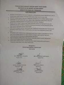 surat pernyataan sikap warga Waer