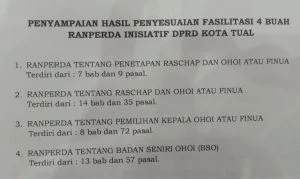 Ini dokumen empat Ranperda Pilkades Kota Tual