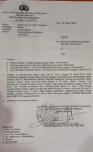 Ini laporan polisi kasus dugaan korupsi Bank Maluku Cabang Tual
