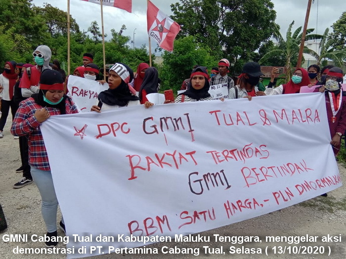 GMNI Demo Pertamina Tual Tuntut Tertibkan Pomini Ilegal
