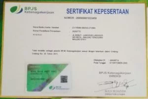 Ini sertifikat BPJS Ketenagakerjaan CV.Prima Media Utama