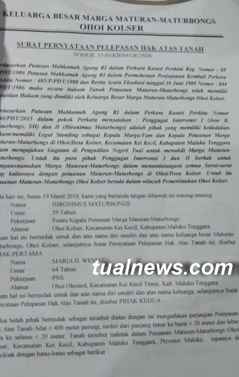 surat-pelepasan-tanah-yang-dibuat-Hironimus-Maturbongs.