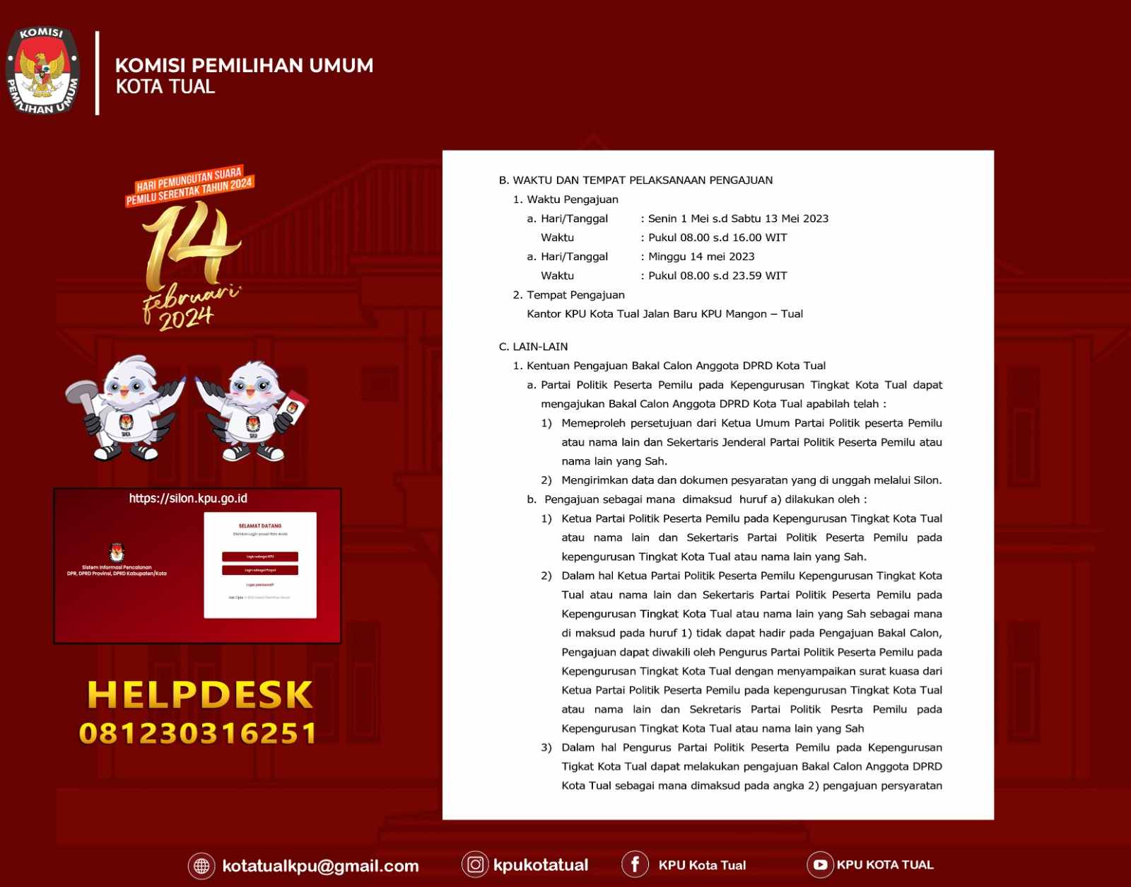 Pengumuman KPU Kota Tual