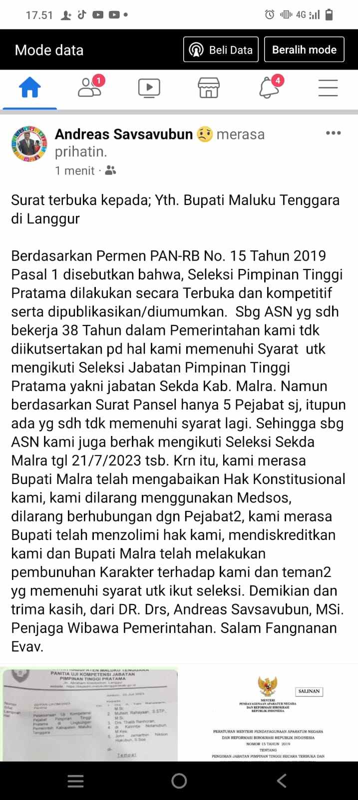 Ini surat terbuka DR Andreas Savsavubun yang diposting di media sosial, Jumat 21 Juli 2023