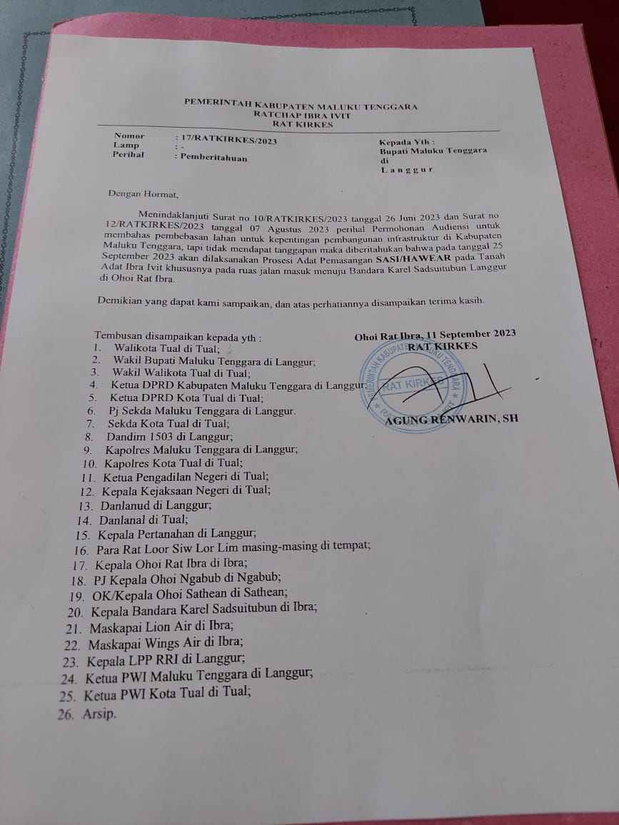 Ini bukti surat pemberitahuan Raja Ibra