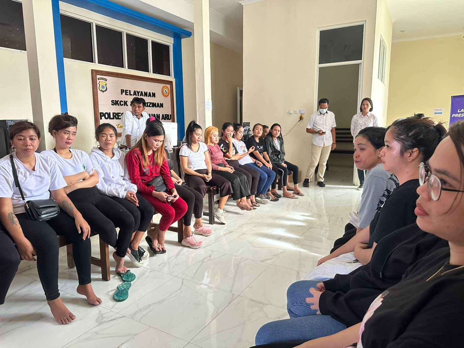 30 wanita yang disekap di Kota Dobo, Kabupaten Kepulauan Aru, saat ini dalam perlindungan Polres Kepulauan Aru