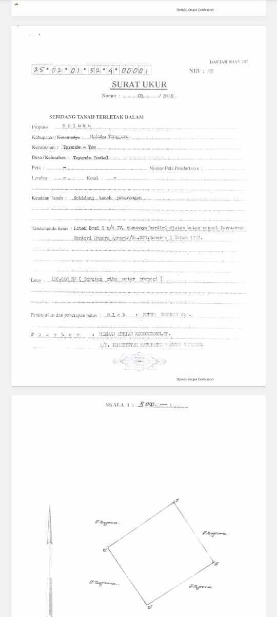 Ini bukti sertifikat tanah milik Pemkot Tual di Desa Tayando Yamtel Seluas 10 hektare