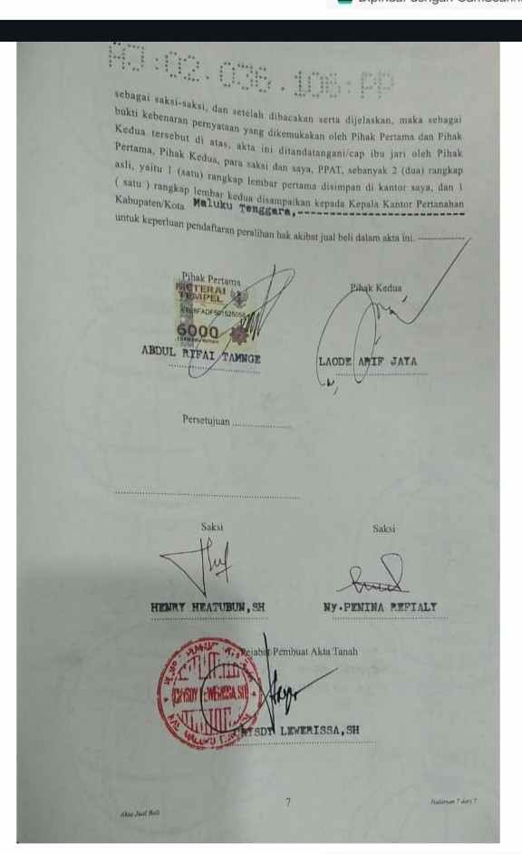 Pelapor, Abdul Rifai Tamnge Akui Tidak Tanda Tangan AJB dan tidak pernah bertemu Notaris / PPAT, Crysdy Leiwerissa, S.H