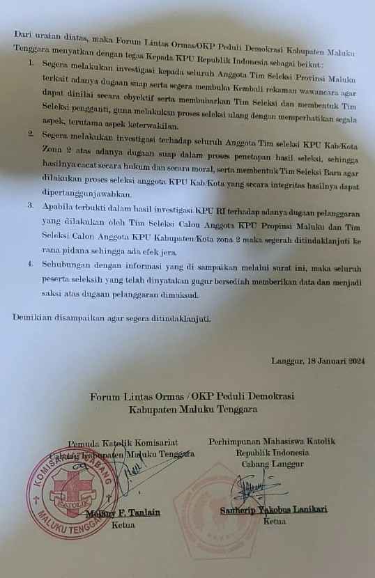 Ini empat pernyataan sikap kepada KPU RI