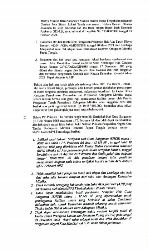 Kuasa Hukum Helena Beanal Soroti Hgb Pt Petrosea, Desak Bpn Teliti Ulang: Ada Cacat Administrasi Sejak Awal 2 Ini bukti surat teguran kuasa hukum helena beanal kepada pt. Petrosea tbk