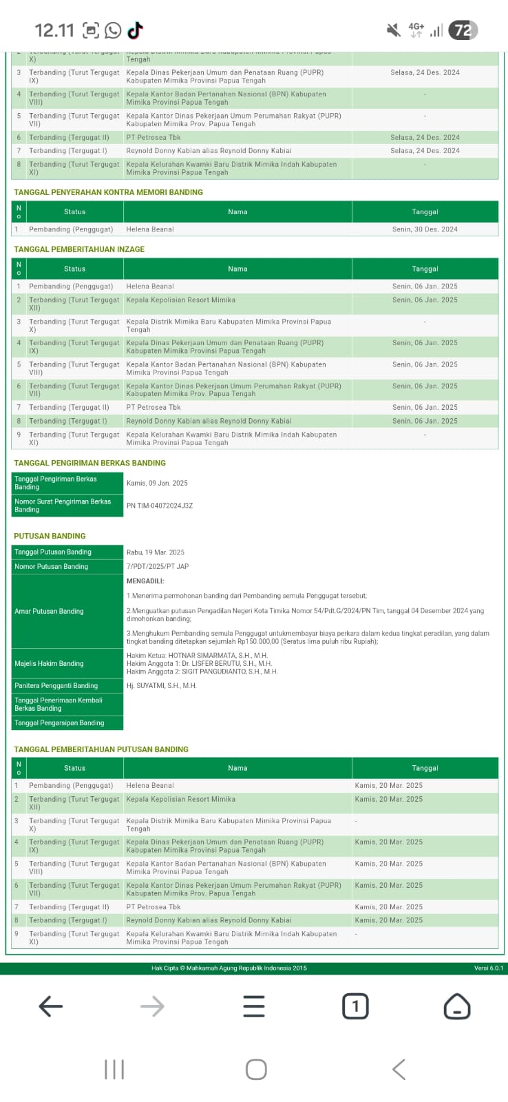 Ini bukti putusan Pengadilan Negeri Kota Timika