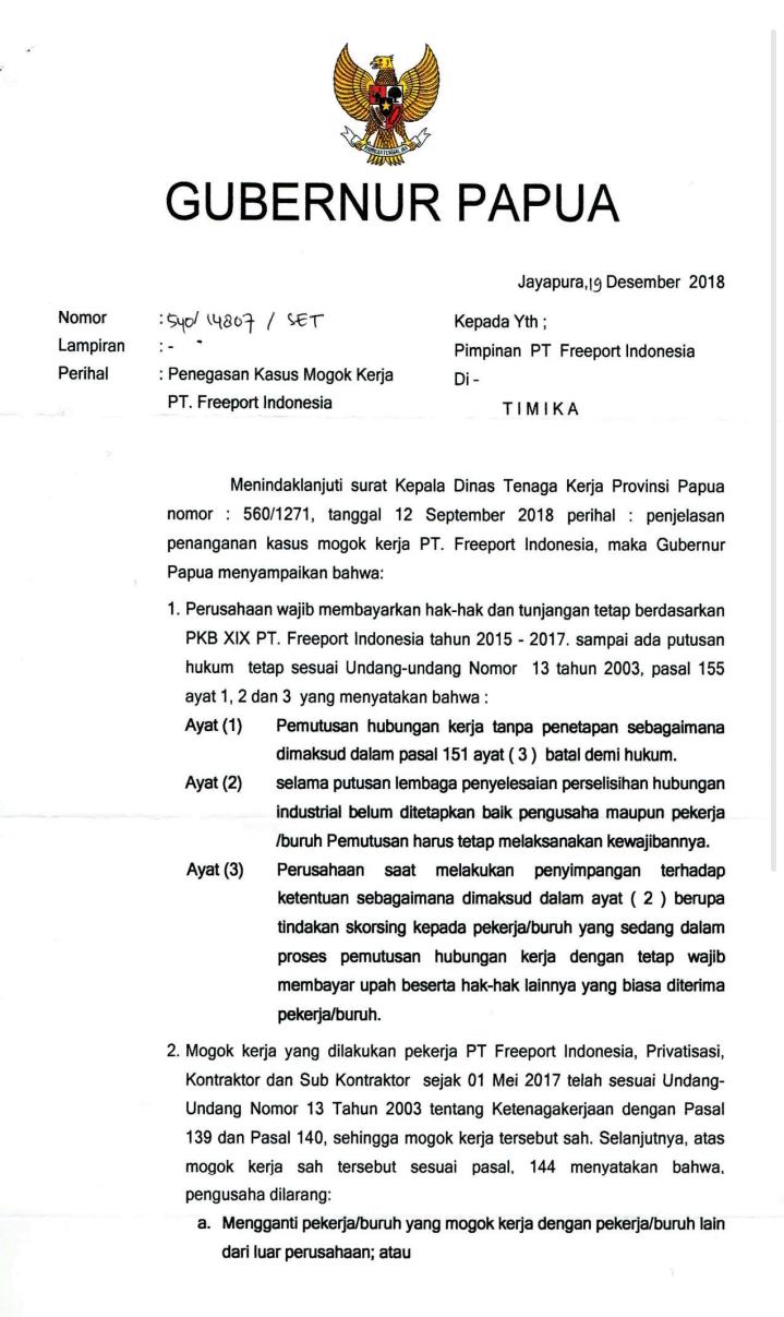 Ini bukti surat Gubernur Papua ( dok - Tualnews.com)