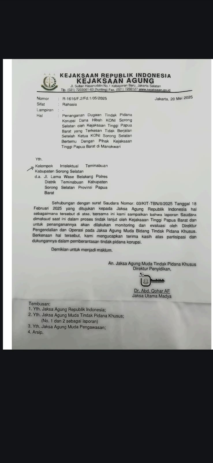 Ini bukti surat Kejaksaan ( dok - Tualnews.com)