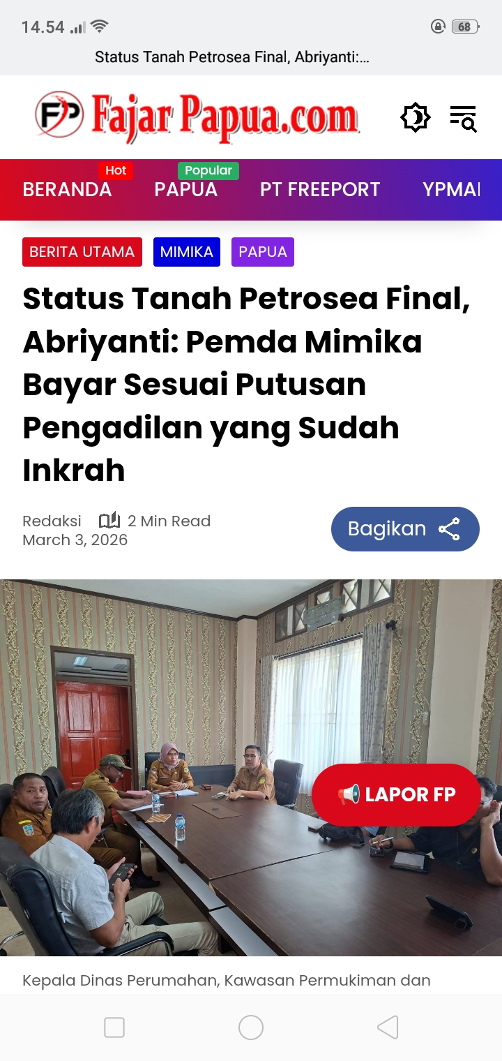 Ini bukti pernyataan Pemkab Mimika di media Fajar Papua ( dok - Tualnews.com)