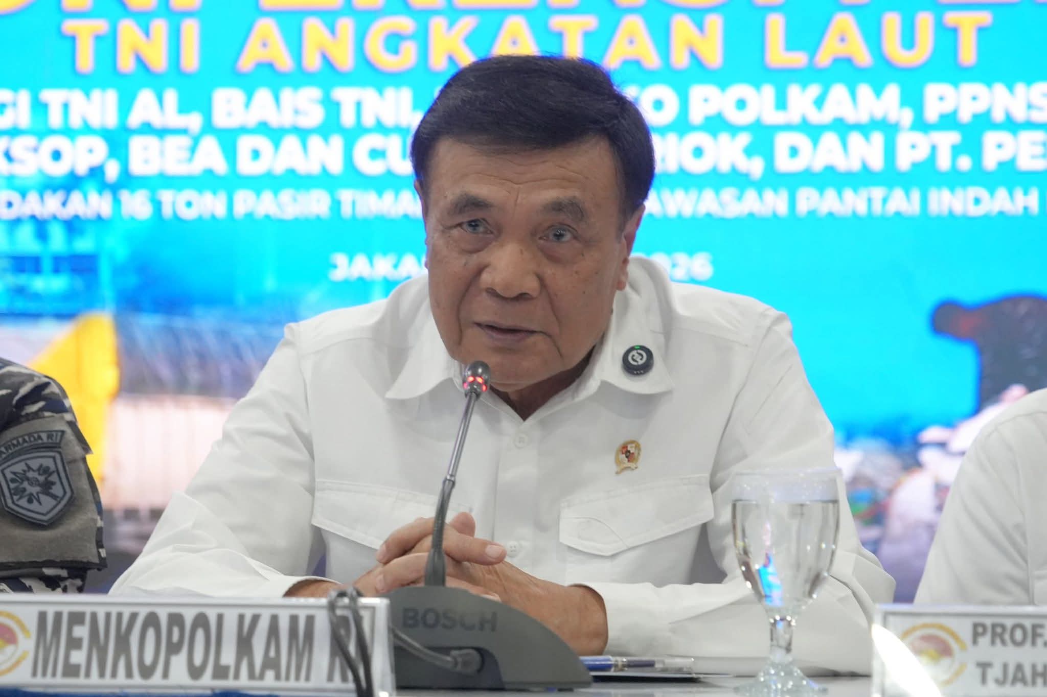 Dalam konferensi pers di Markas Koarmada RI, Selasa (12/5/2026), Menko Polkam menyebut capaian tersebut sebagai bukti nyata kehadiran negara dalam menjaga kekayaan sumber daya alam nasional dari ancaman penyelundupan dan eksploitasi ilegal.