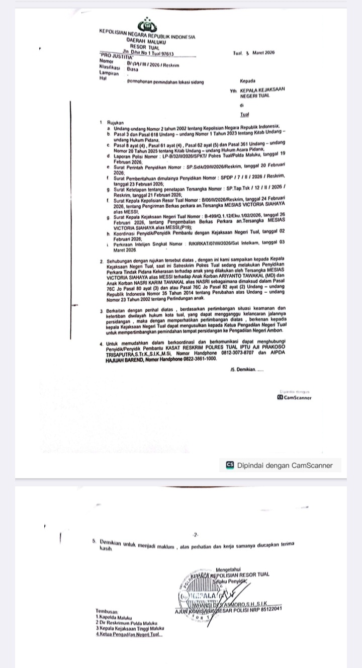 Ini bukti surat Kapolres Tual ( dok - Tualnews.com)